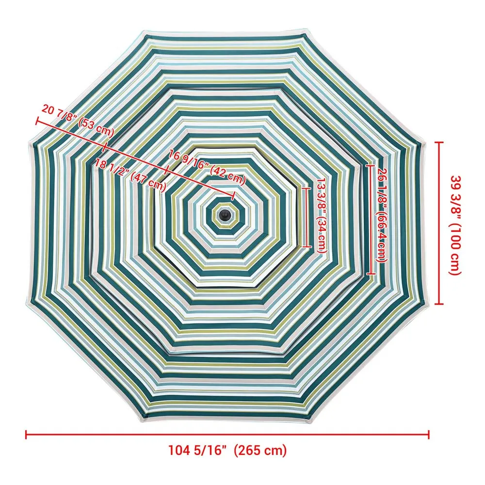 Patio Umbrella Canopy 9ft 8-Rib 3-Tiered