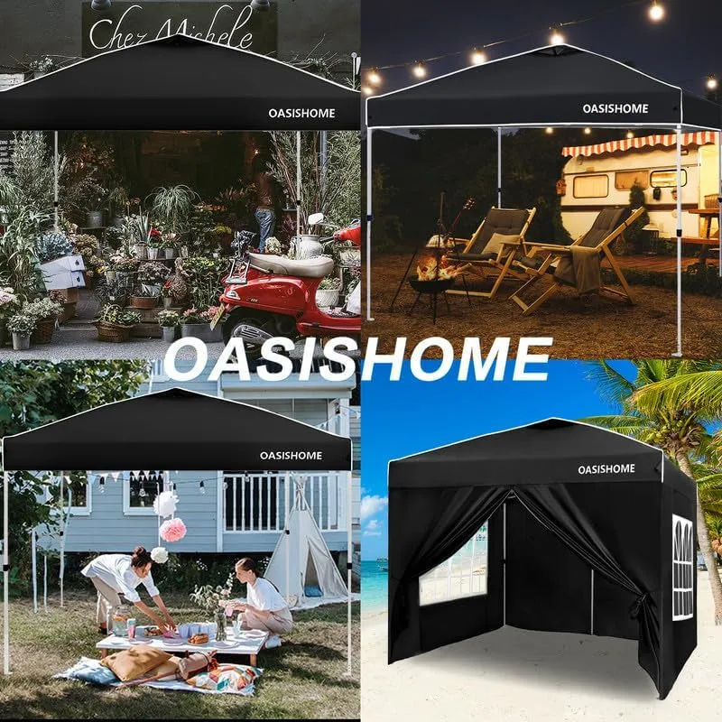 Pop-Up Gazebo Instant Portable Canopy Tent 10'X10', with 4 Sidewalls, Windows, Wheeled Bag, for Patio/Outdoor/Wedding Parties and Events (10Ftx10Ft, Black)