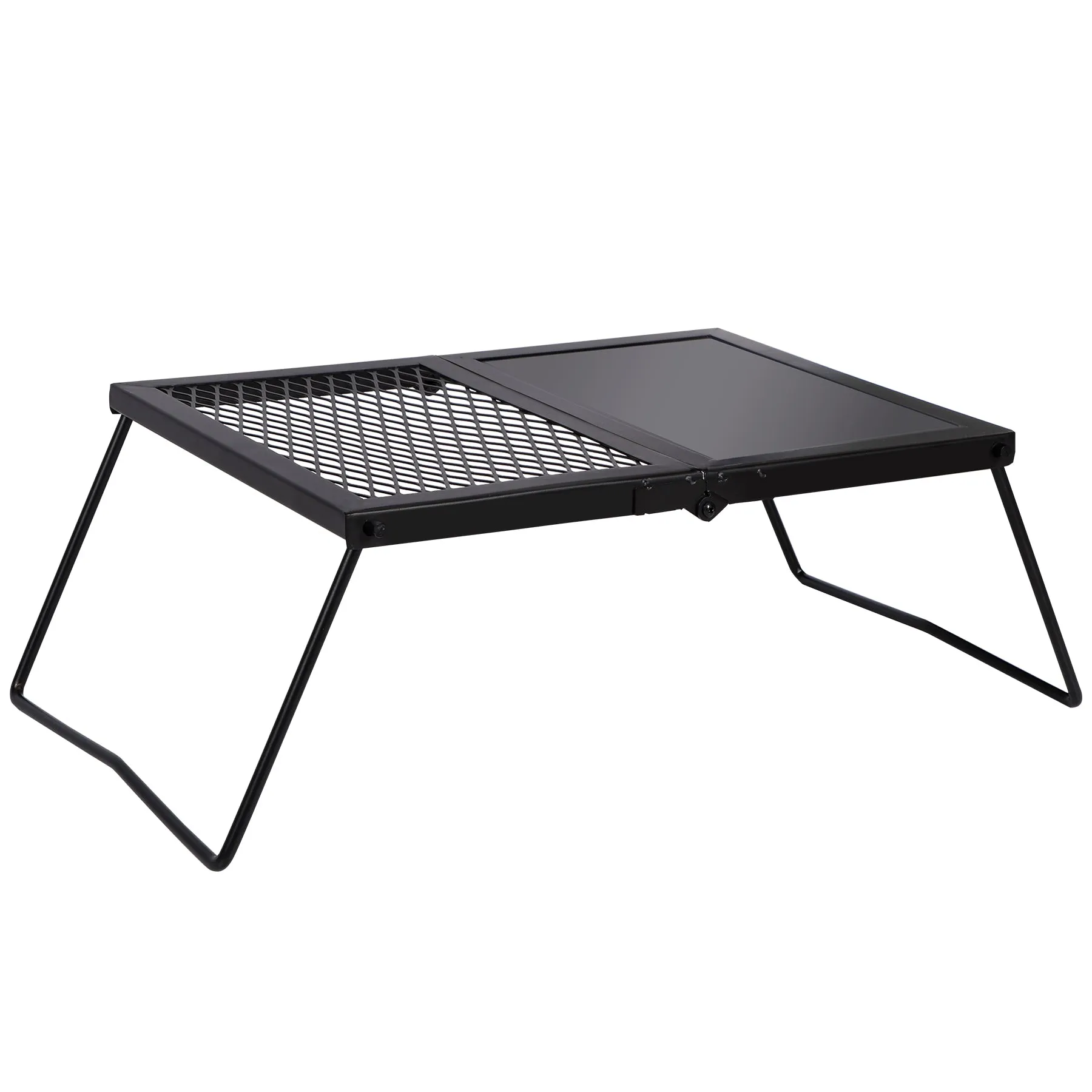 Portable Heavy Duty Folding Steel Campfire Grill Grate for Outdoor Cooking, Black