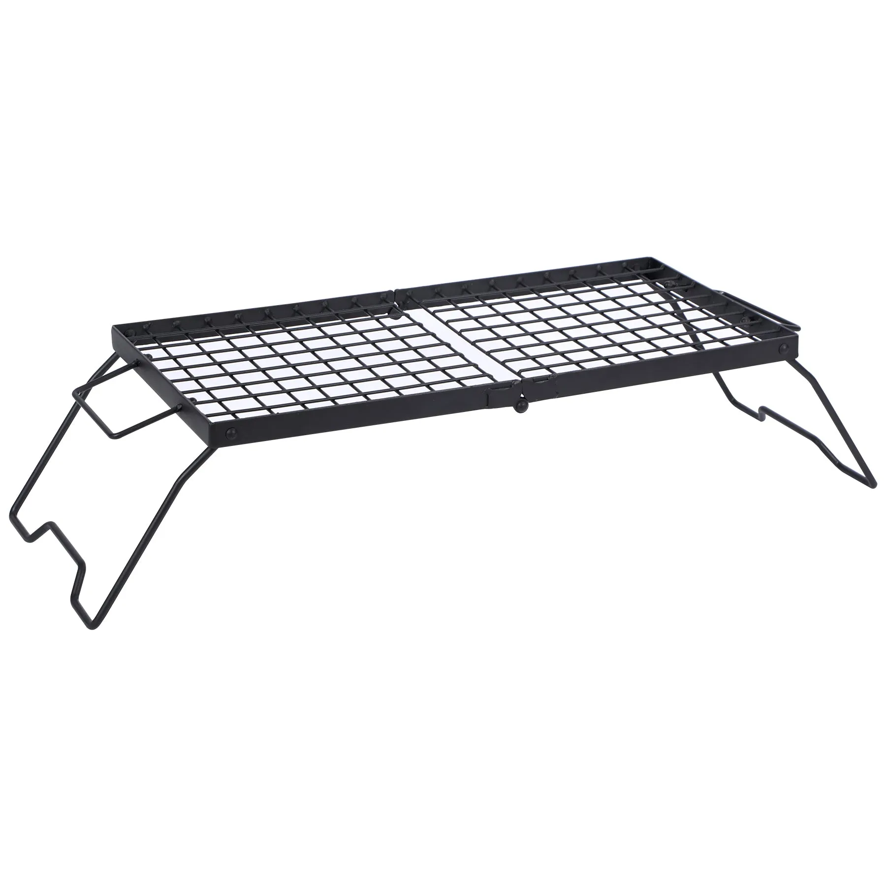 Portable Heavy Duty Folding Steel Campfire Grill Grate for Outdoor Cooking, Black