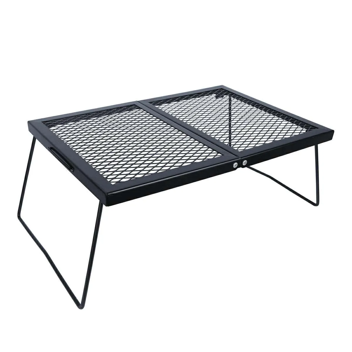 Portable Heavy Duty Folding Steel Campfire Grill Grate for Outdoor Cooking, Black