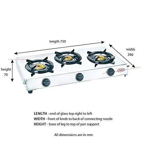 Prestige Perfect Stainless Steel 3 Burner Gas Stove