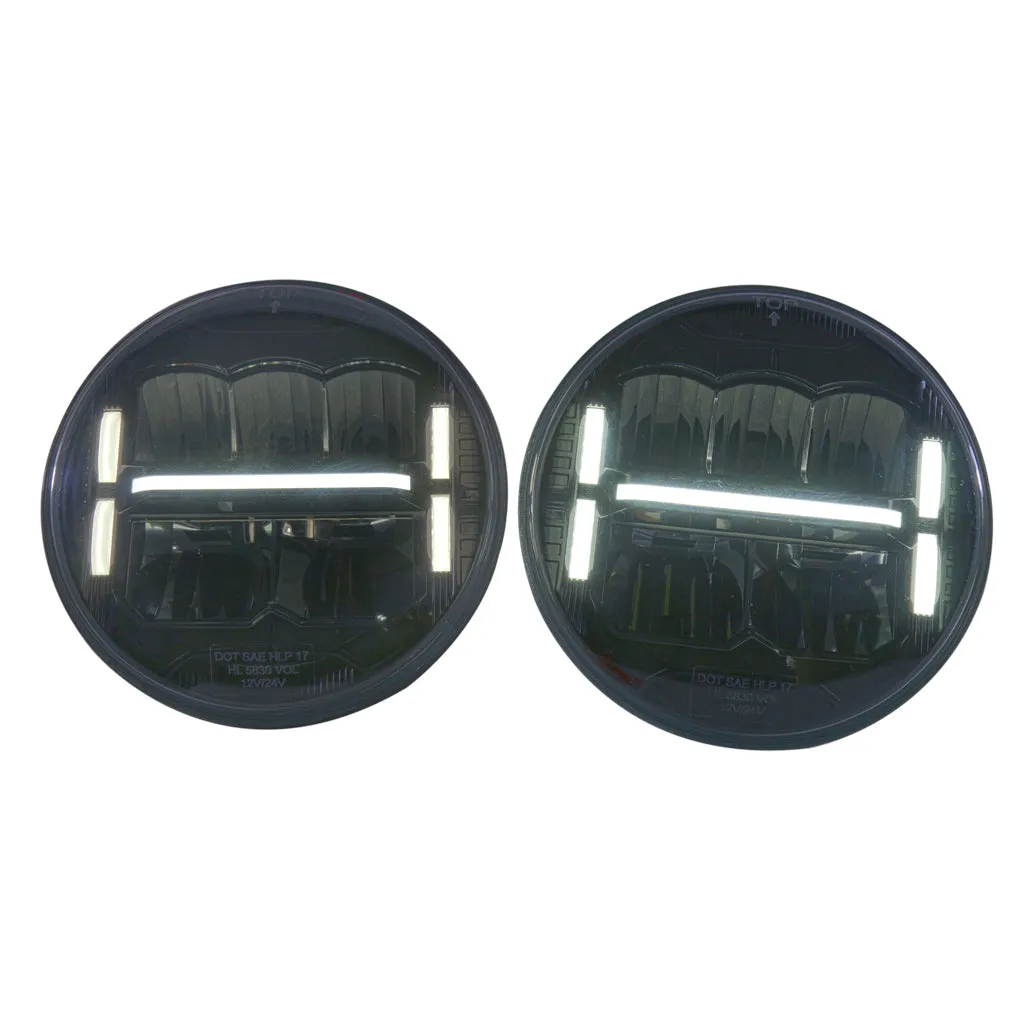 Round LED Headlights - 7" - 65W - White DRL