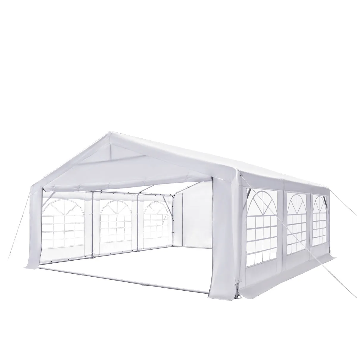 TMG Industrial 20' x 20' Heavy Duty Outdoor Party Tent with Removable Sidewalls and Roll-Up Doors, PE tarpaulin fabric, 6’6” Overhead, 10’ Peak Ceiling, TMG-PT2020F