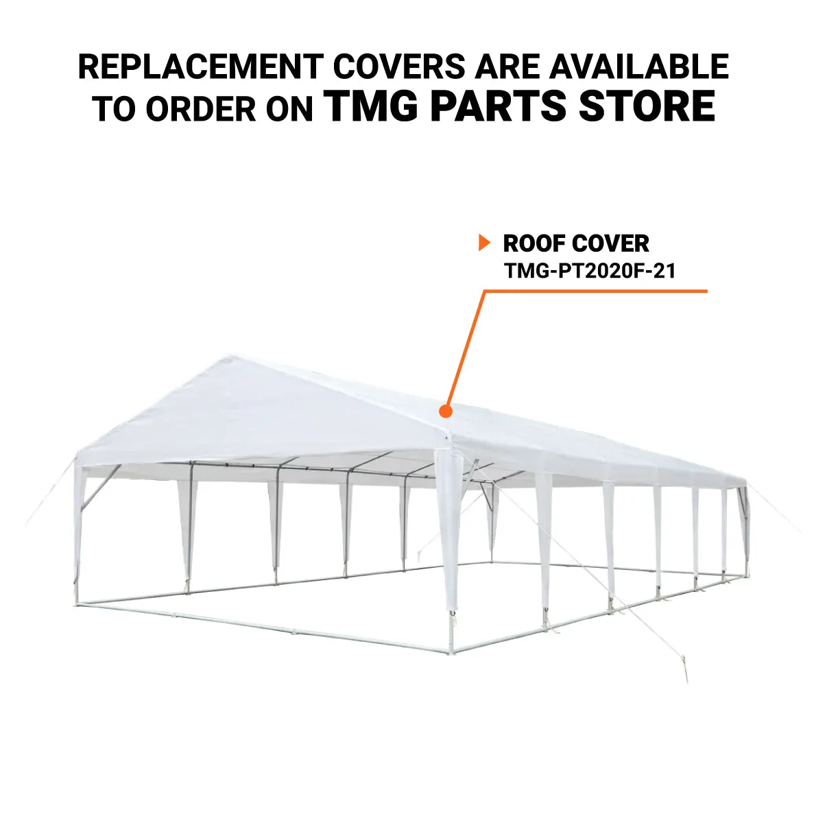 TMG Industrial 20' x 20' Heavy Duty Outdoor Party Tent with Removable Sidewalls and Roll-Up Doors, PE tarpaulin fabric, 6’6” Overhead, 10’ Peak Ceiling, TMG-PT2020F