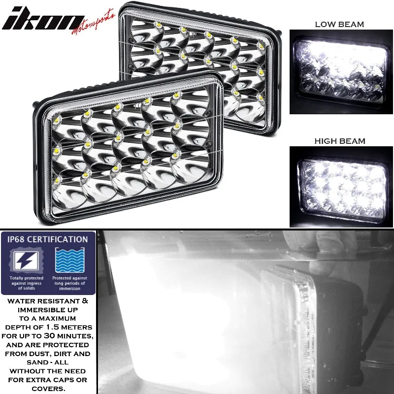 Universal 6x4 Pair LED Crystal Clear Sealed Beam Headlight Headlamp