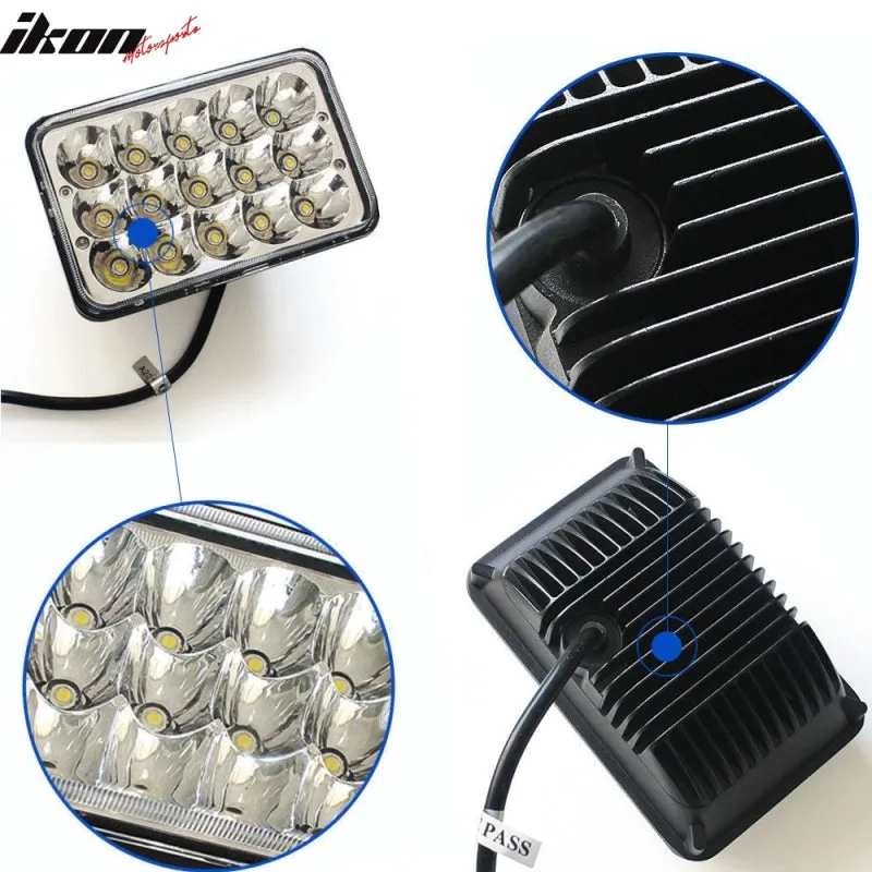 Universal 6x4 Pair LED Crystal Clear Sealed Beam Headlight Headlamp