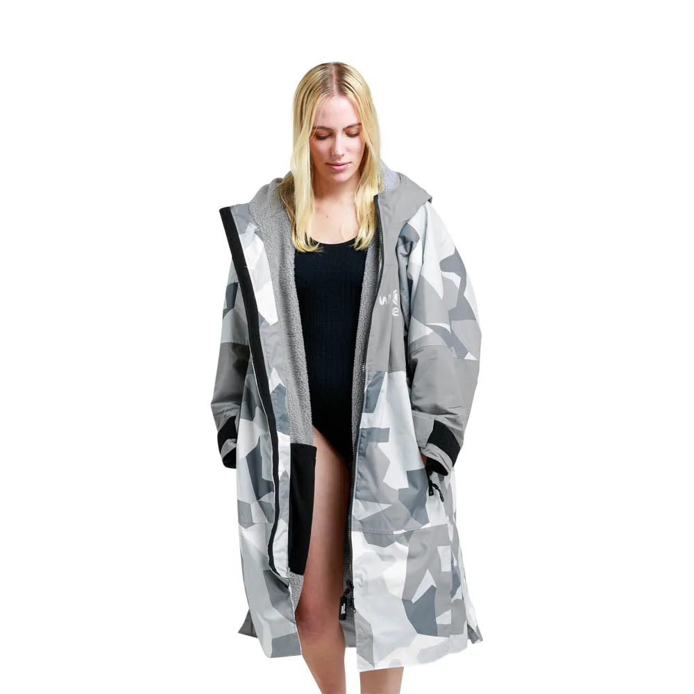 White Water Hard Shell Drying / Changing Robe - Arctic Camo/Grey Lining