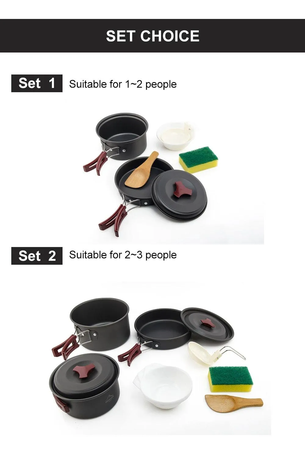 Widesea Camping Cookware Set Outdoor Pot Tableware Kit Cooking Water Kettle Pan Travel Cutlery Utensils Hiking Picnic Equipment