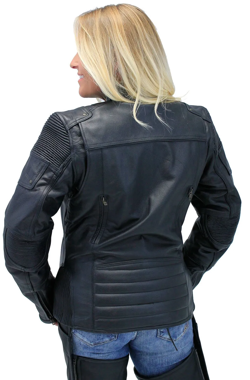 Women's Ultimate Black Racer Vented Motorcycle Jacket #L68330VZRK ()